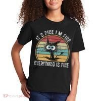 Its Fine Im Fine Everything Is Fine Funny Cat Kids T-Shirt thumb 2