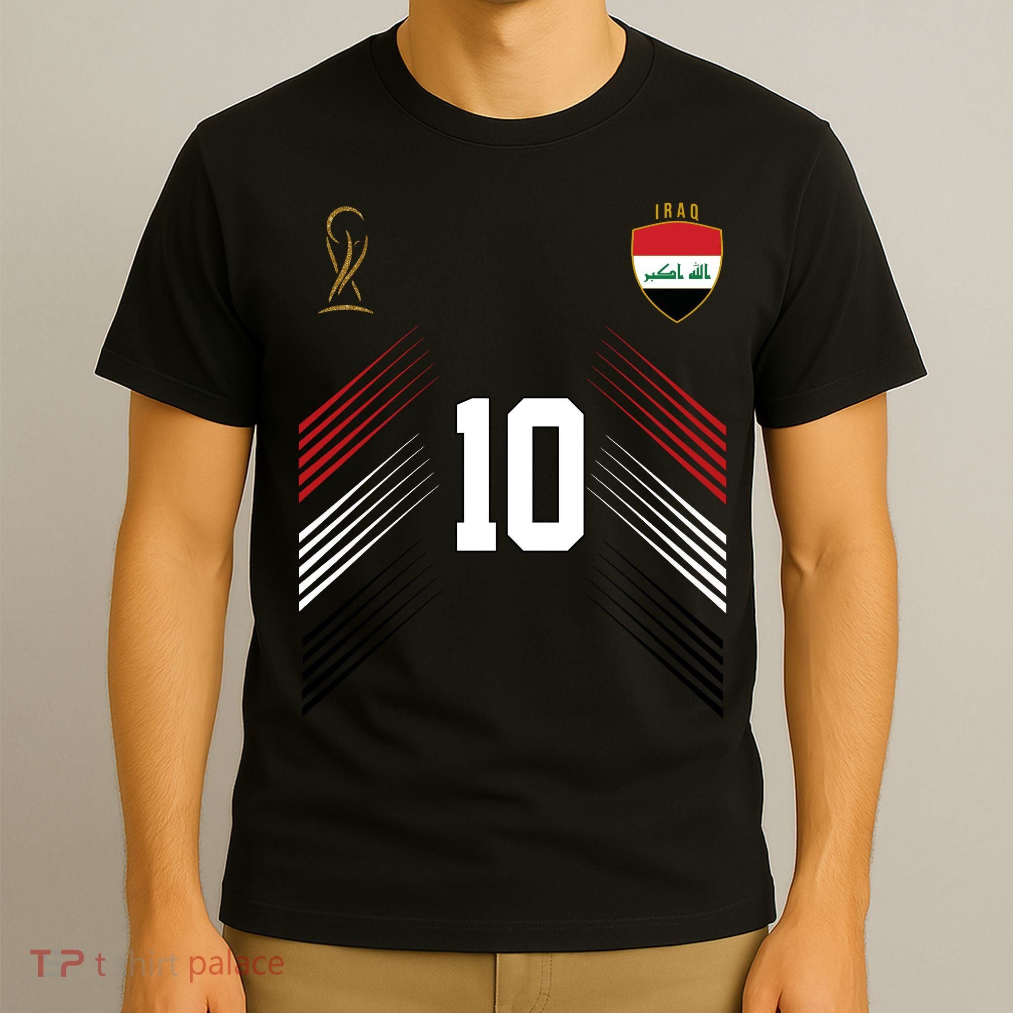 Iraq Flag Iraqi Soccer Jersey Pride Fan Gear T-Shirt