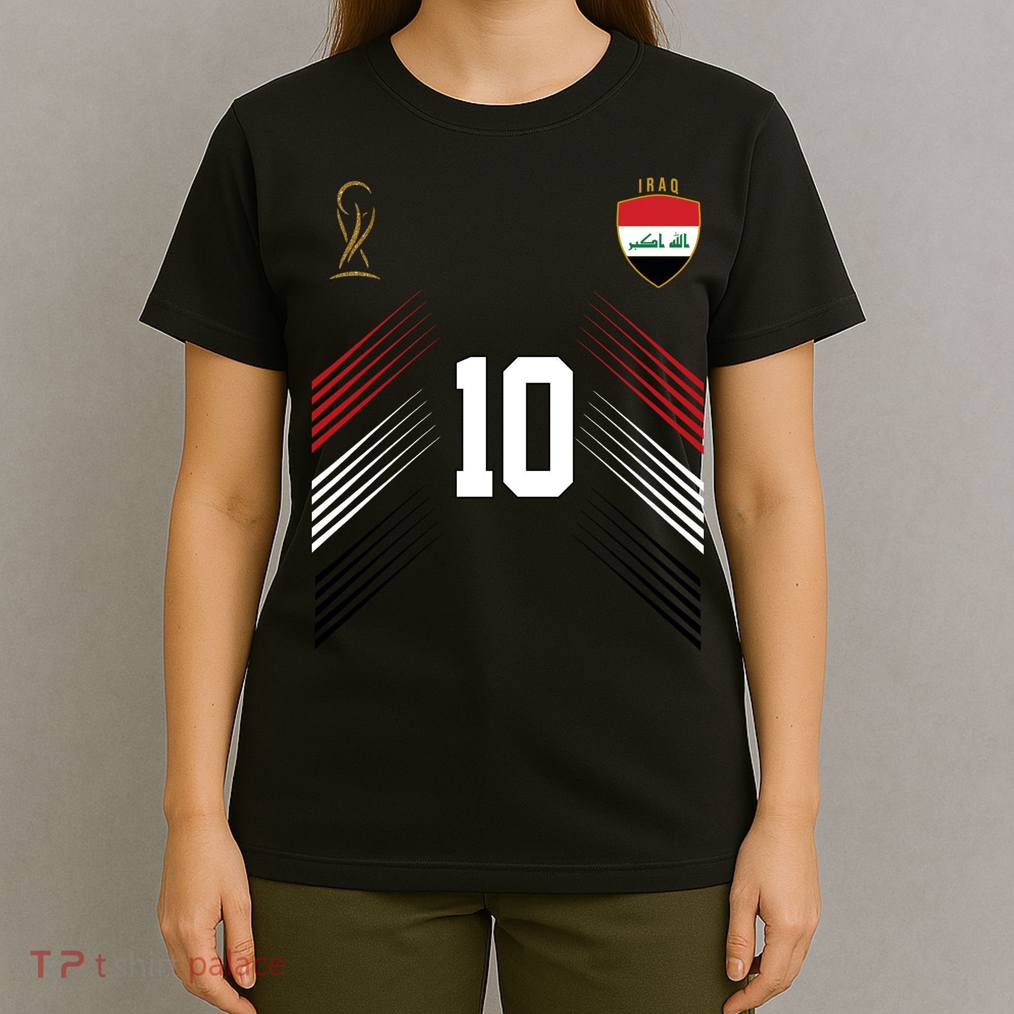 Iraq Flag Iraqi Soccer Jersey Pride Fan Gear T-Shirt