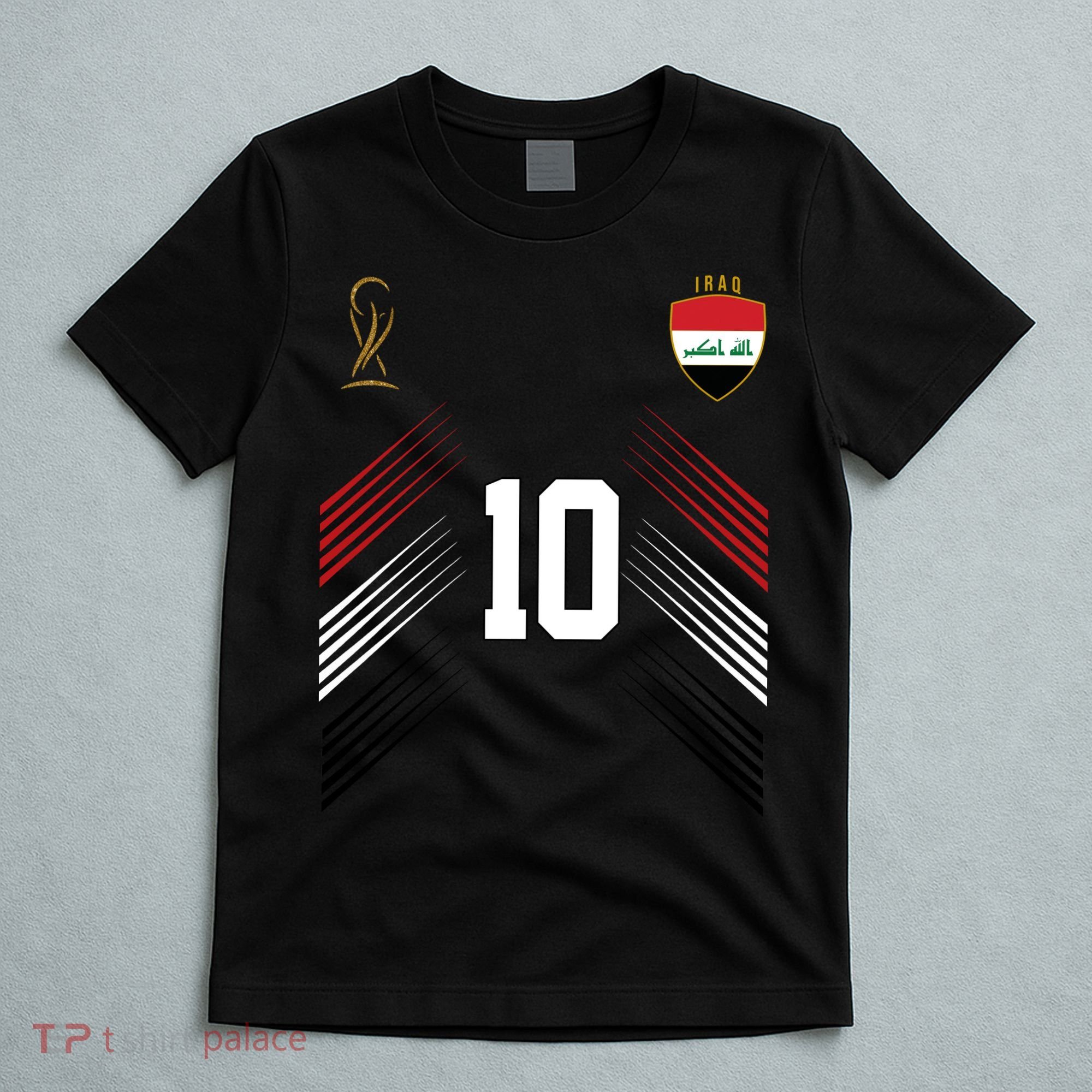 Iraq Flag Iraqi Soccer Jersey Pride Fan Gear T-Shirt