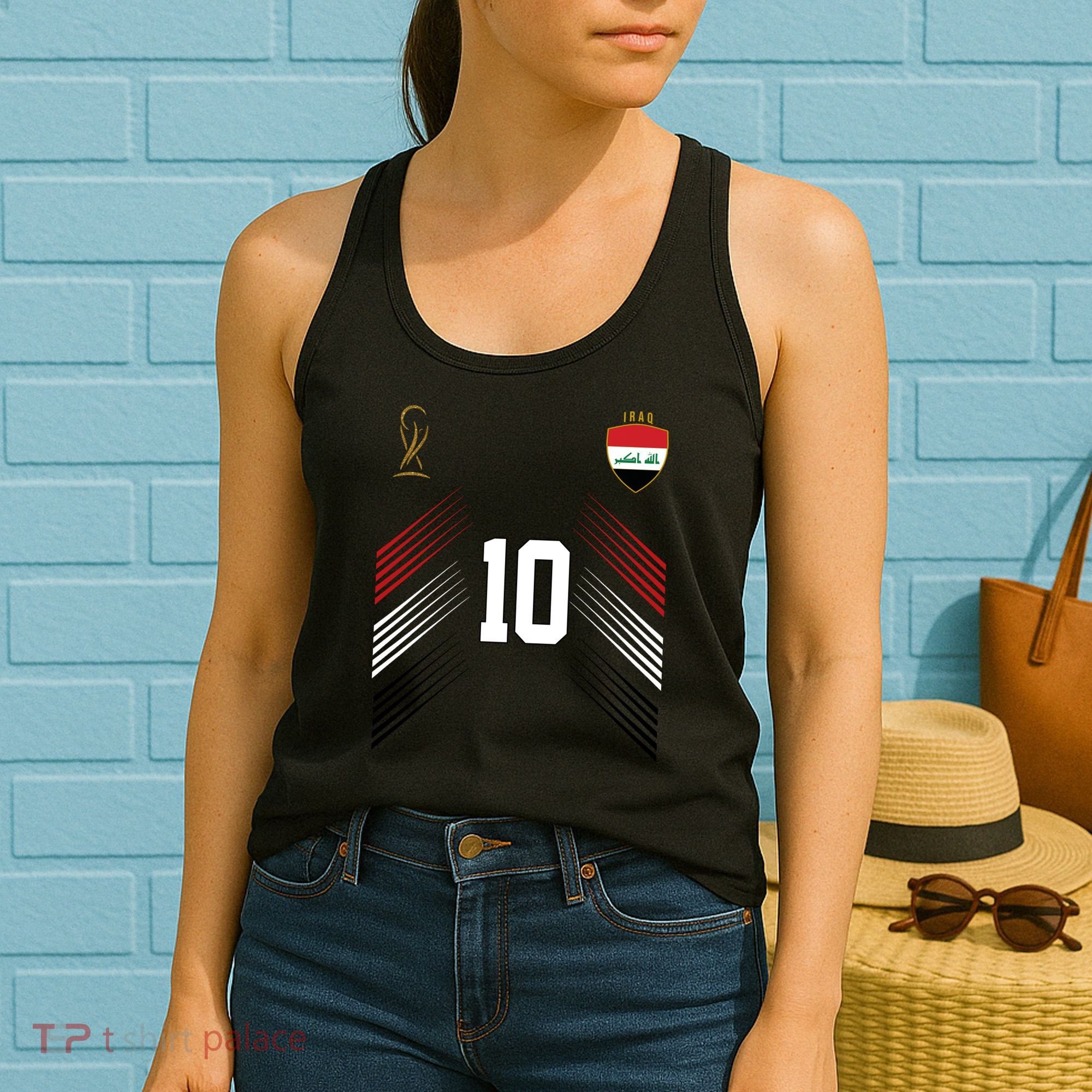 Iraq Flag Iraqi Soccer Jersey Pride Fan Gear Women's Tank Top