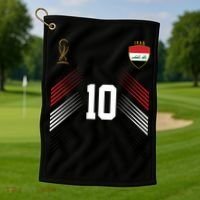 Iraq Flag Iraqi Soccer Jersey Pride Fan Gear Golf Towel thumb 1
