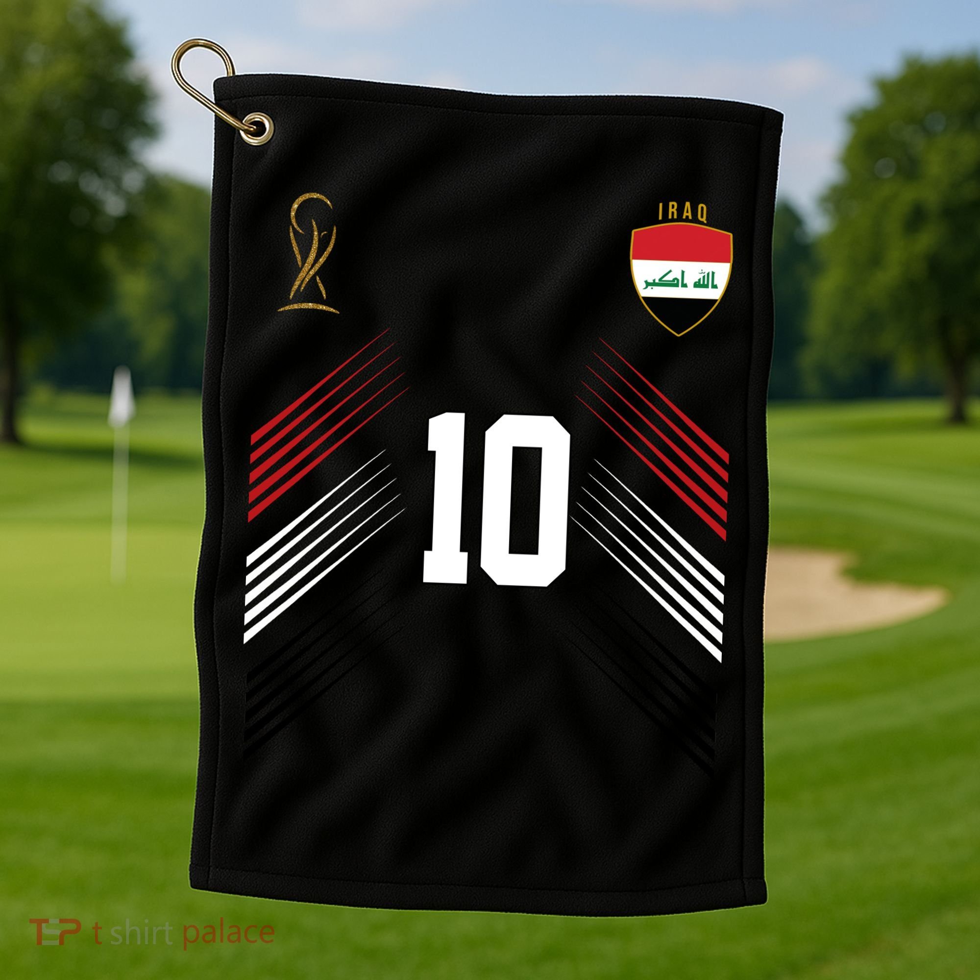 Iraq Flag Iraqi Soccer Jersey Pride Fan Gear Golf Towel