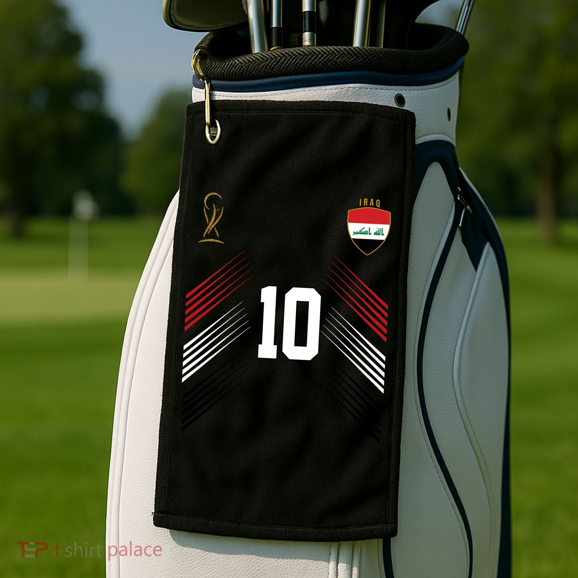 Iraq Flag Iraqi Soccer Jersey Pride Fan Gear Golf Towel