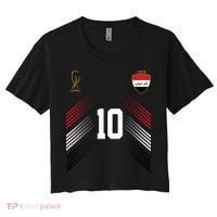 Iraq Flag Iraqi Soccer Jersey Pride Fan Gear Women's Crop Top Tee thumb 0