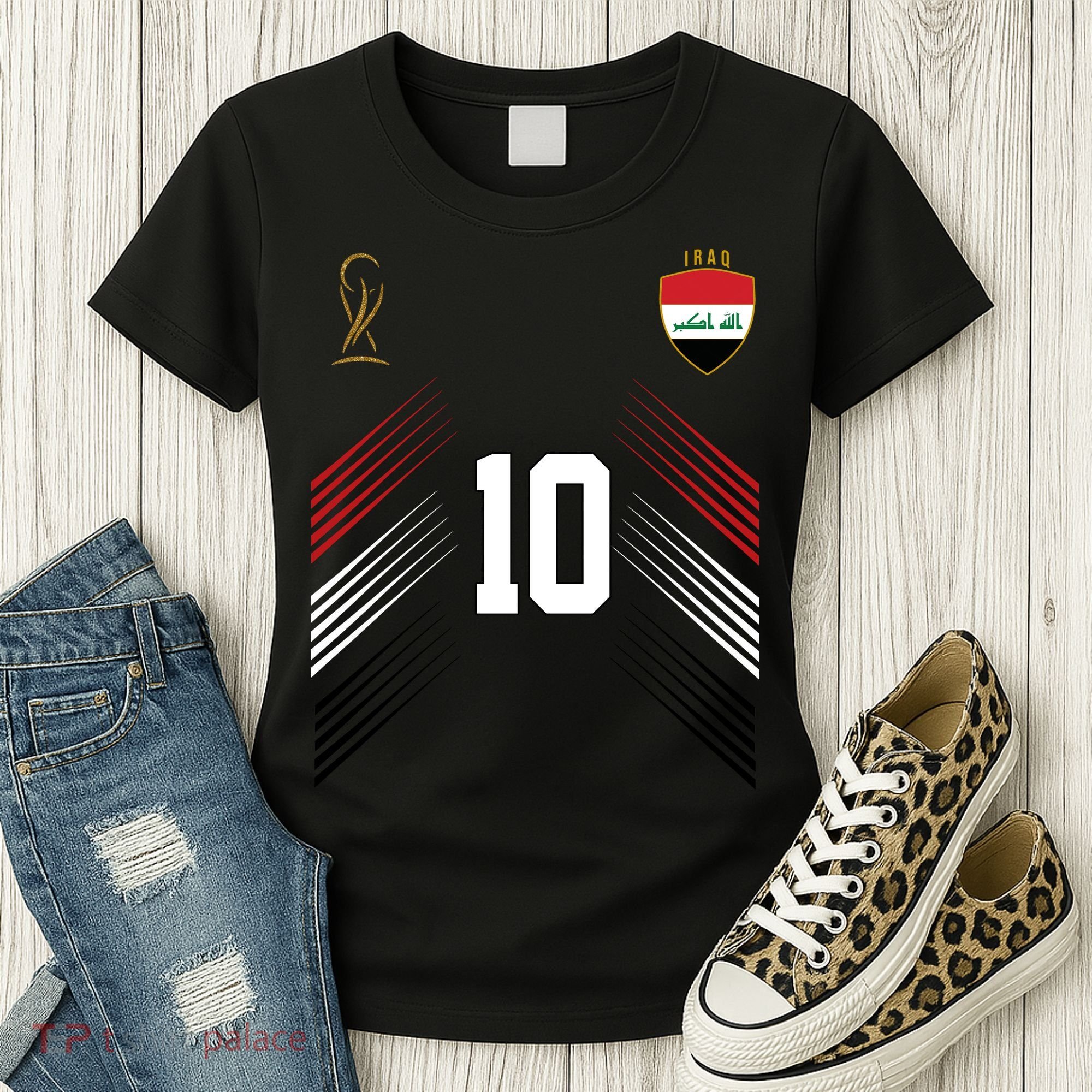Iraq Flag Iraqi Soccer Jersey Pride Fan Gear Women's T-Shirt