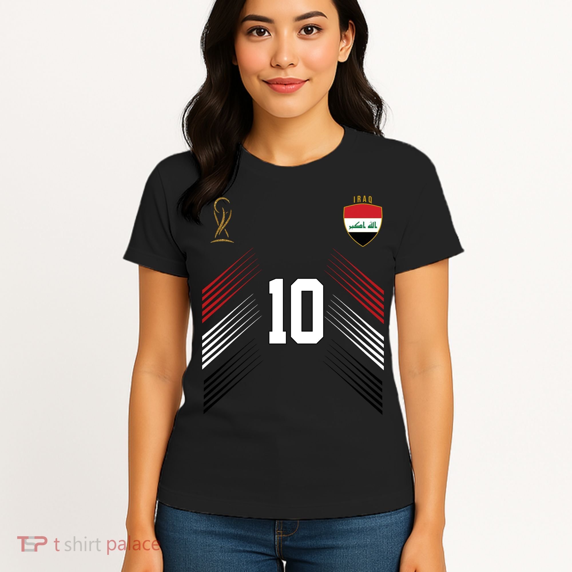 Iraq Flag Iraqi Soccer Jersey Pride Fan Gear Women's T-Shirt