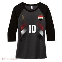 Iraq Flag Iraqi Soccer Jersey Pride Fan Gear Women's Tri-Blend 3/4-Sleeve Raglan Shirt thumb 0