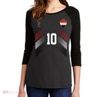 Iraq Flag Iraqi Soccer Jersey Pride Fan Gear Women's Tri-Blend 3/4-Sleeve Raglan Shirt thumb 2