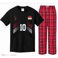 Iraq Flag Iraqi Soccer Jersey Pride Fan Gear Kids Plaid Pajama Set thumb 0