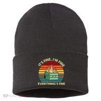 ItS Fine IM Fine EverythingS Fine Dumpster On Fire Sustainable Knit Beanie thumb 0