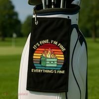 ItS Fine IM Fine EverythingS Fine Dumpster On Fire Golf Towel thumb 2