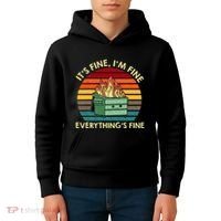 ItS Fine IM Fine EverythingS Fine Dumpster On Fire Kids Hoodie thumb 4