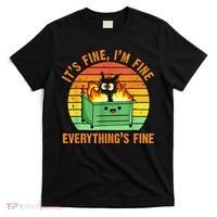It's Fine I'm Fine Everything Is Fine Retro Dumpster Fire T-Shirt thumb 0