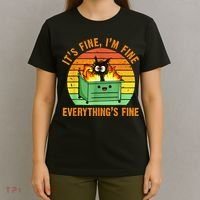 It's Fine I'm Fine Everything Is Fine Retro Dumpster Fire T-Shirt thumb 4