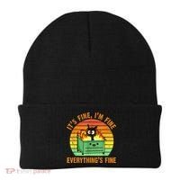It's Fine I'm Fine Everything Is Fine Retro Dumpster Fire Beanie thumb 0