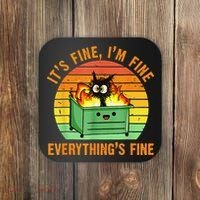 It's Fine I'm Fine Everything Is Fine Retro Dumpster Fire Coaster thumb 0