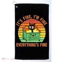 It's Fine I'm Fine Everything Is Fine Retro Dumpster Fire Golf Towel thumb 0