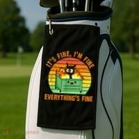 It's Fine I'm Fine Everything Is Fine Retro Dumpster Fire Golf Towel thumb 2
