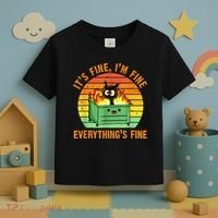 It's Fine I'm Fine Everything Is Fine Retro Dumpster Fire Toddler T-Shirt thumb 3