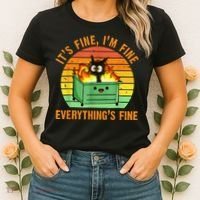 It's Fine I'm Fine Everything Is Fine Retro Dumpster Fire Women's T-Shirt thumb 2