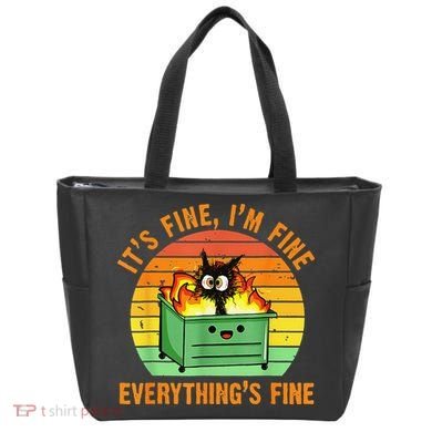It's Fine I'm Fine Everything Is Fine Retro Dumpster Fire Tote Bag
