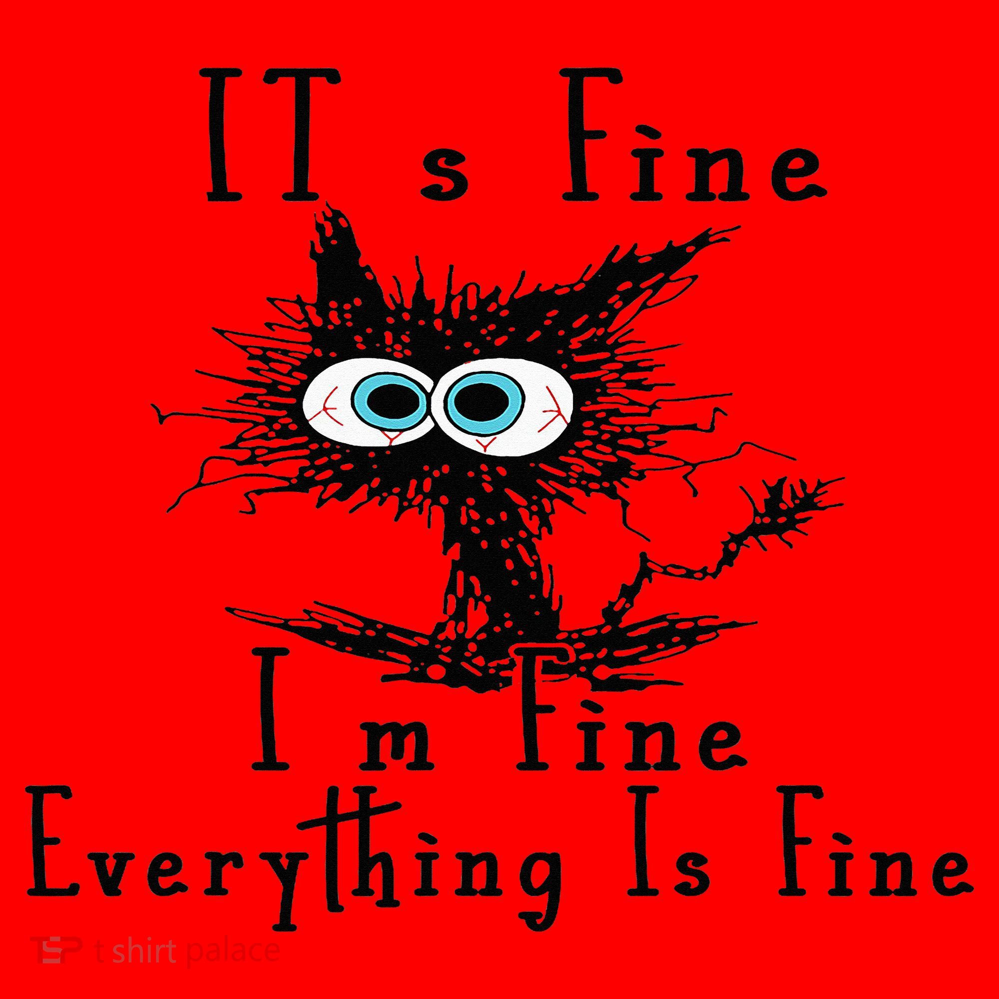 It's Fine I'm Fine Everything Is Fine Funny cat Santa Hat