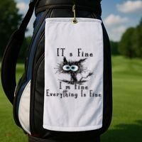 It's Fine I'm Fine Everything Is Fine Funny cat Golf Towel thumb 2