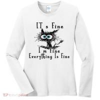It's Fine I'm Fine Everything Is Fine Funny cat Women's Long Sleeve Shirt thumb 0