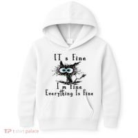 It's Fine I'm Fine Everything Is Fine Funny cat Kids Hoodie thumb 0