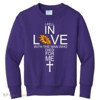 I Fell In Love With The Man Who Died For Me Jesus Kids Sweatshirt thumb 0