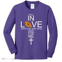 I Fell In Love With The Man Who Died For Me Jesus Kids Long Sleeve Shirt thumb 0