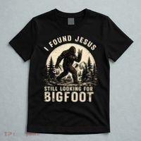 I Found Jesus Still Looking Bigfoot Retro Funny Christian T-Shirt thumb 5