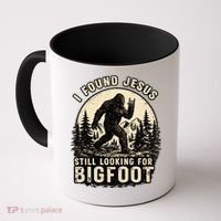 I Found Jesus Still Looking Bigfoot Retro Funny Christian Coffee Mug thumb 0