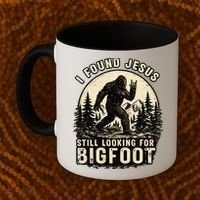I Found Jesus Still Looking Bigfoot Retro Funny Christian Coffee Mug thumb 2