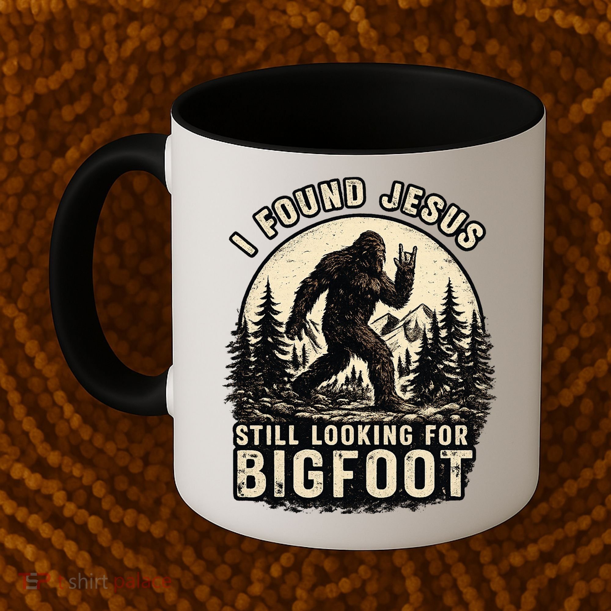 I Found Jesus Still Looking Bigfoot Retro Funny Christian Coffee Mug