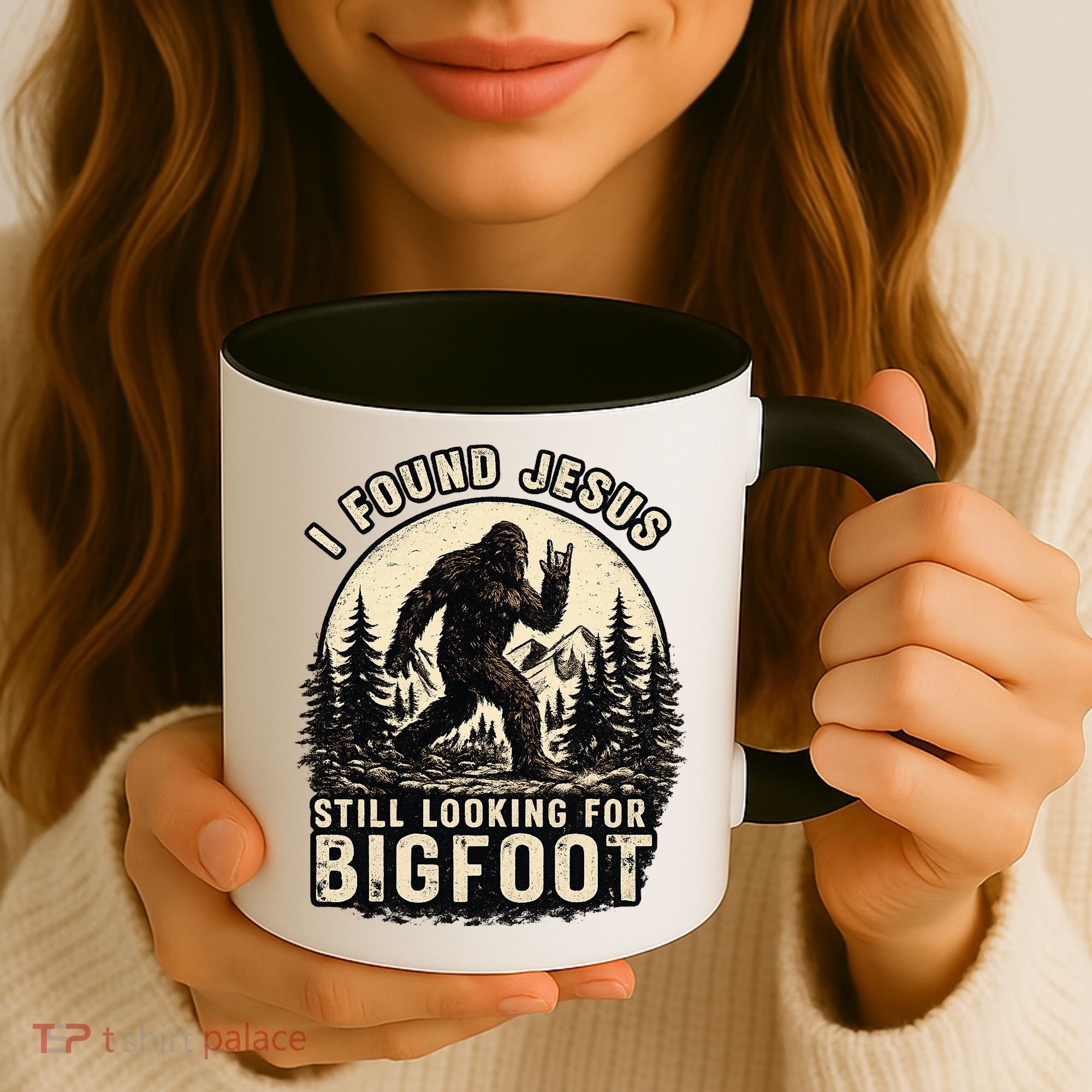 I Found Jesus Still Looking Bigfoot Retro Funny Christian Coffee Mug