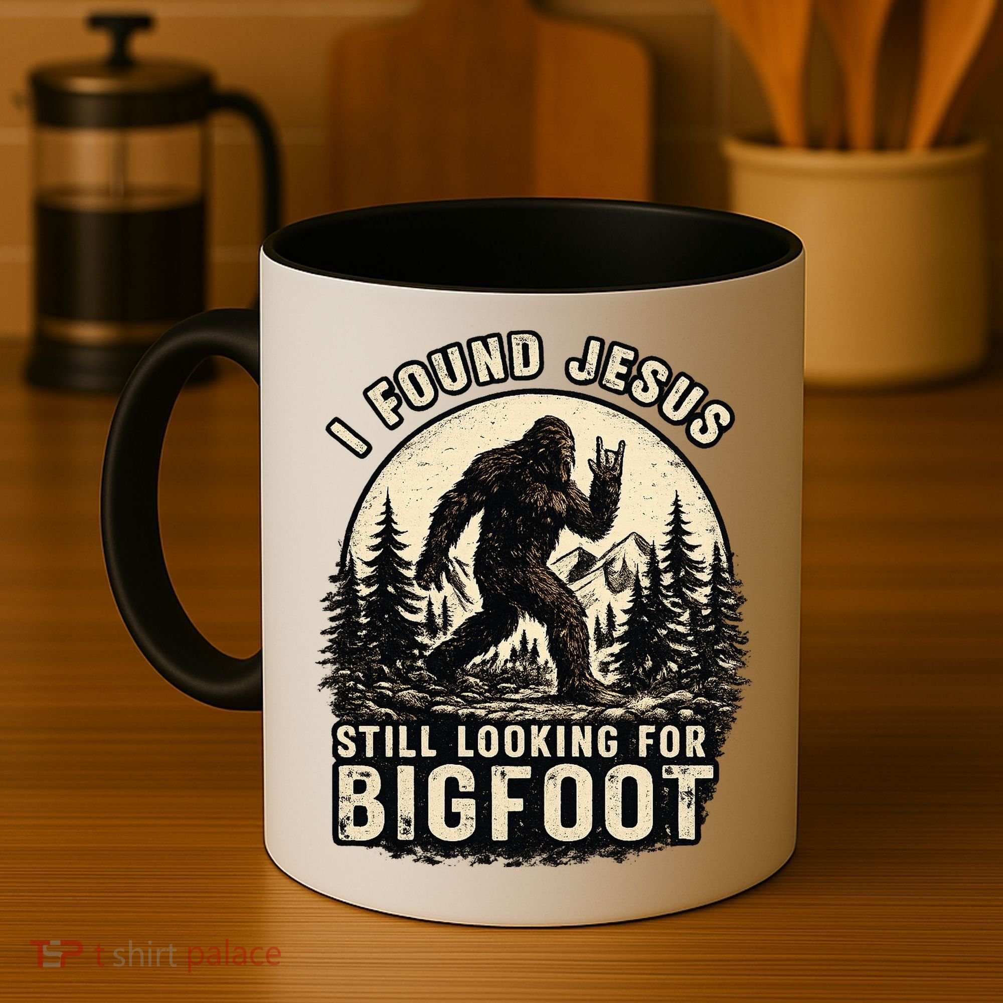 I Found Jesus Still Looking Bigfoot Retro Funny Christian Coffee Mug