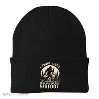 I Found Jesus Still Looking Bigfoot Retro Funny Christian Beanie thumb 0