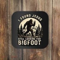 I Found Jesus Still Looking Bigfoot Retro Funny Christian Coaster thumb 0