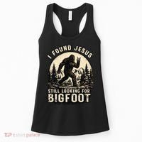 I Found Jesus Still Looking Bigfoot Retro Funny Christian Women's Tank Top thumb 0
