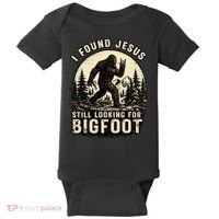 I Found Jesus Still Looking Bigfoot Retro Funny Christian Baby Bodysuit thumb 0