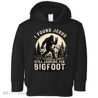 I Found Jesus Still Looking Bigfoot Retro Funny Christian Toddler Hoodie thumb 0