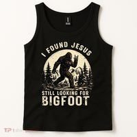 I Found Jesus Still Looking Bigfoot Retro Funny Christian Tank Top thumb 2