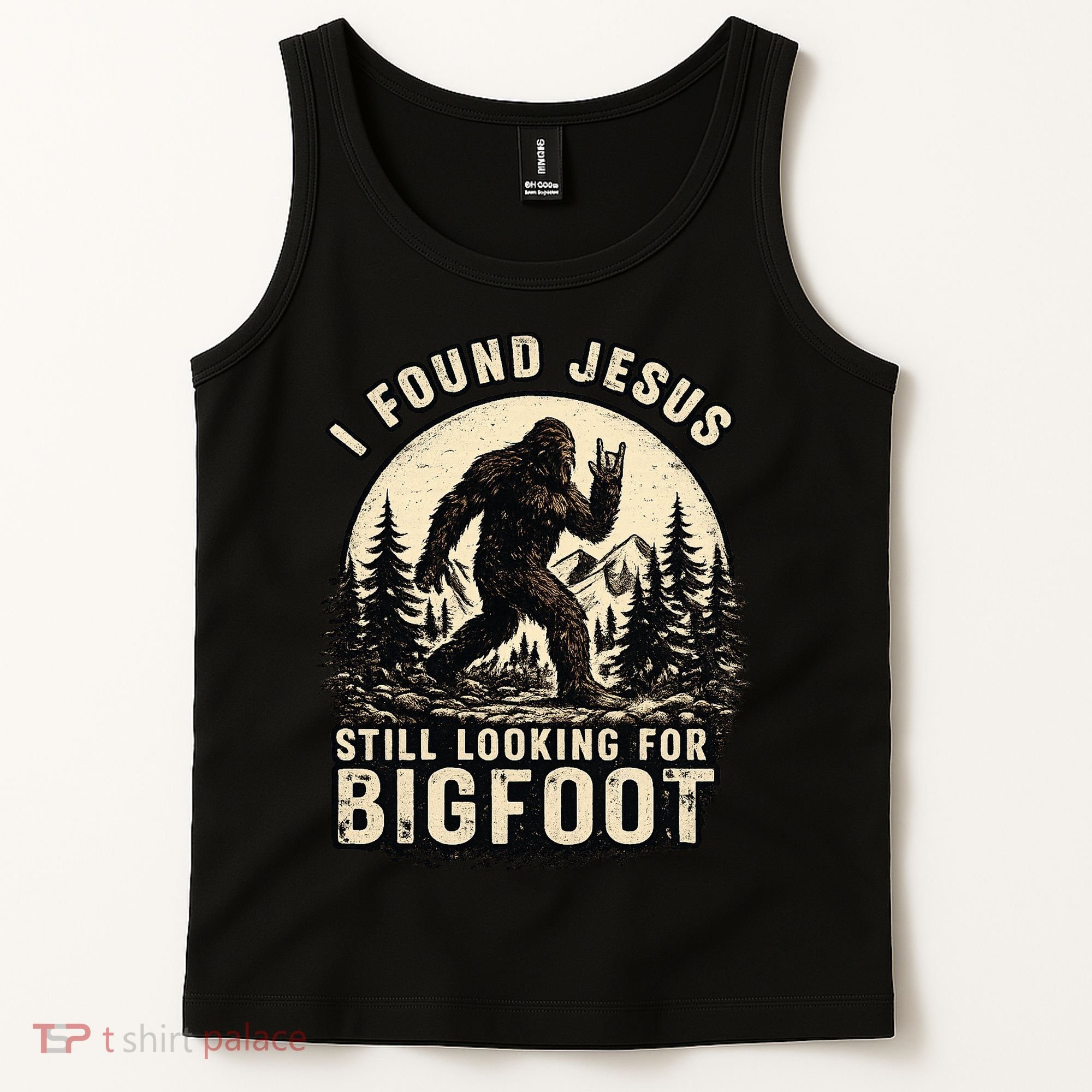 I Found Jesus Still Looking Bigfoot Retro Funny Christian Tank Top