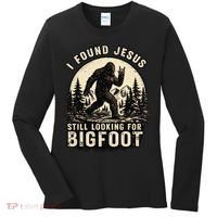 I Found Jesus Still Looking Bigfoot Retro Funny Christian Women's Long Sleeve Shirt thumb 0