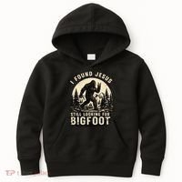 I Found Jesus Still Looking Bigfoot Retro Funny Christian Kids Hoodie thumb 0