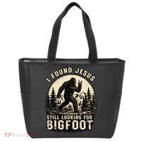 I Found Jesus Still Looking Bigfoot Retro Funny Christian Tote Bag thumb 0
