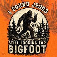 I Found Jesus Still Looking Bigfoot Retro Funny Christian Kati Licensed 12" Camo Cuffed Beanie thumb 2