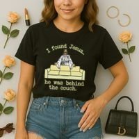 I Found Jesus... He Was Behind The Couch Comfort Colors Boxy T-Shirt thumb 2